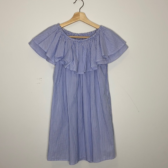 Zara 100% Algodon Cotton Striped Tube Top Ruffle Dress - Picture 3 of 10